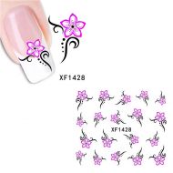 Классические наклейки для ногтей с цветами розового цвета.