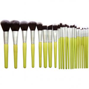 Зеленые кисти для макияжа - набор из 23 штук (синтетический ворс).