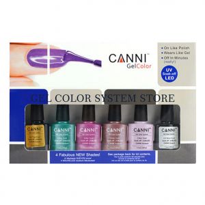 Canni - набор для шеллака 4 цвета + закрепитель + база + инструменты.